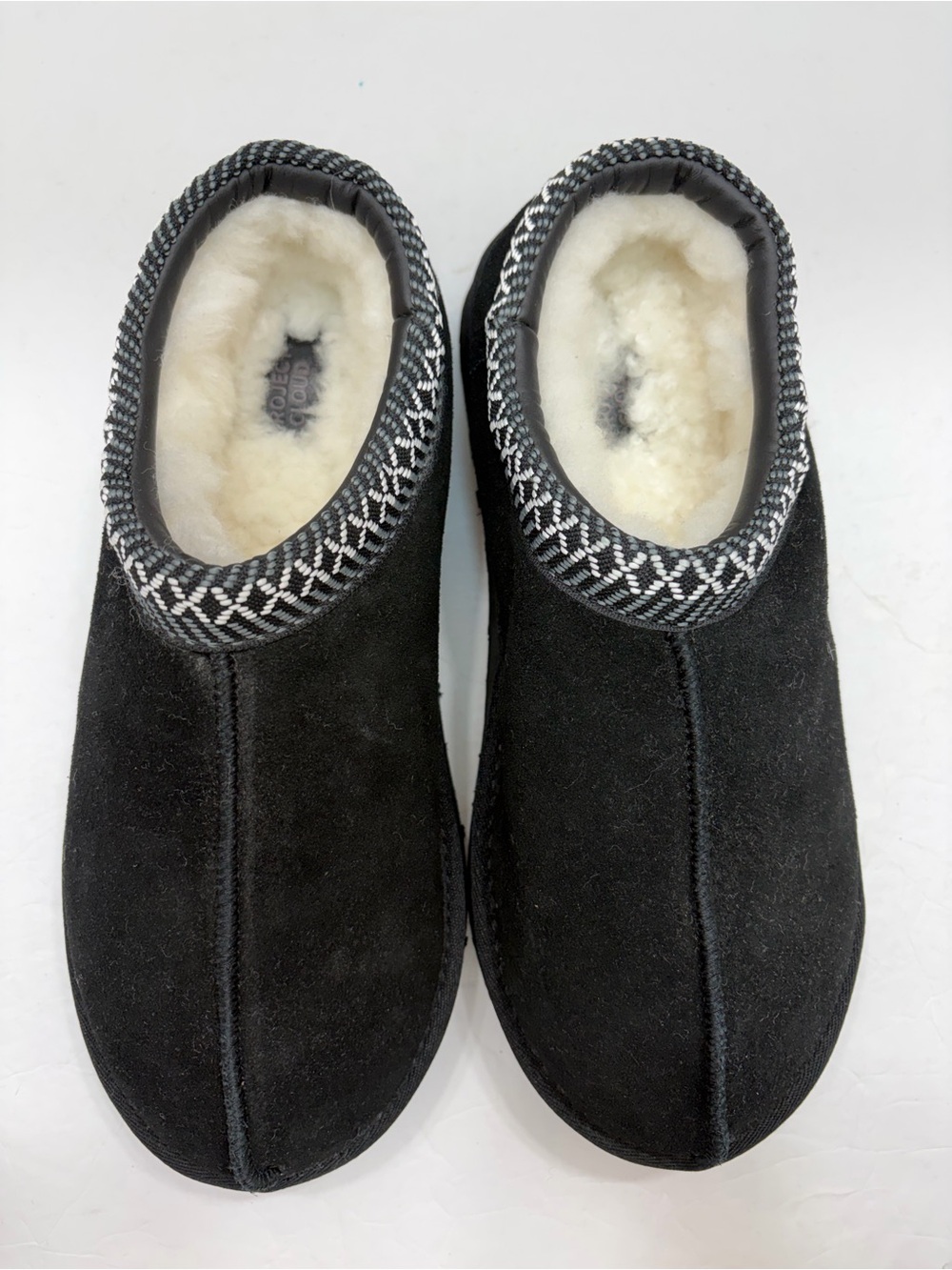 Project Cloud Black Suede Shearling Slip On Slipper Clog Shoes Men Size 10.5⁠